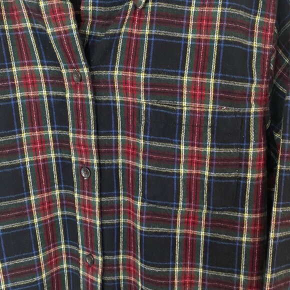 L.L Bean Relaxed Scotch Plaid Button-Down Flannel Shirt Womens Large Long-Sleeve - Picture 6 of 11